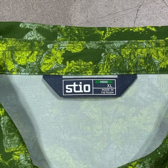 Stio Shirt Mens XL Green Camo Stretch Snap Short Sleeve Camp Snap Shirt Outdoor - Picture 3 of 12